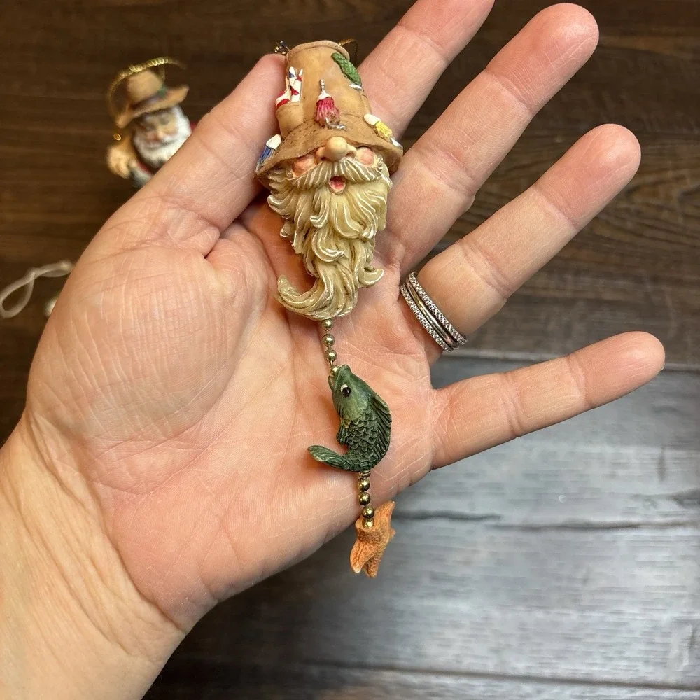 Vintage‎ Fisherman Tree Ornaments  - Fishing Fish Theme Lot Of 3 '96 Christmas
